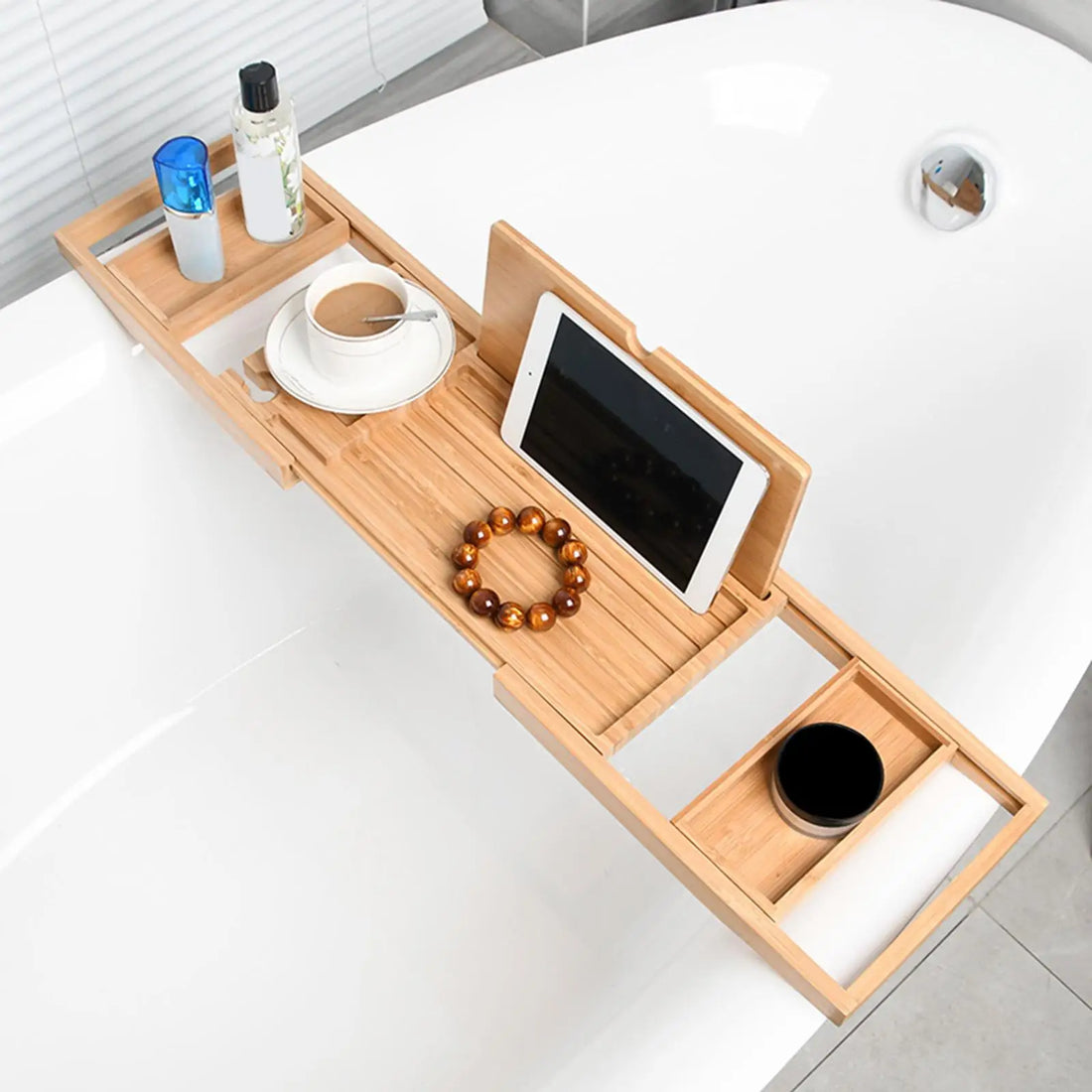 Tidings™ Lumaë™ Bamboo Bath Caddy — Adjustable Bath Tray