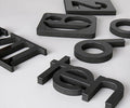 Black 3D stereo numbers on a white background