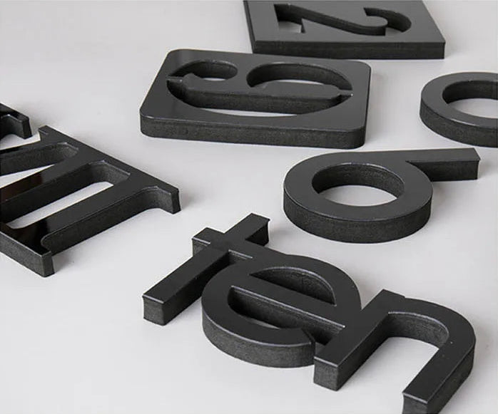 Black 3D stereo numbers on a white background