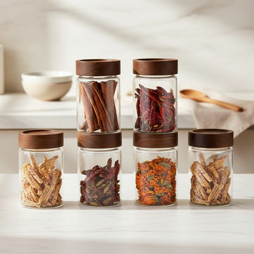 Tidings™ PureStore™ Glass Storage Jar Set — Airtight Acacia Lid Canisters (4 & 6 Pack)