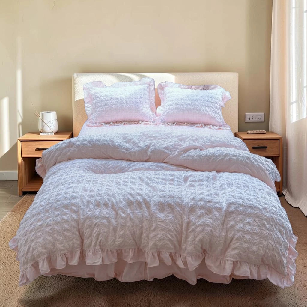 ÉlodieRuffle™ — Textured Ruffle Duvet Cover Set