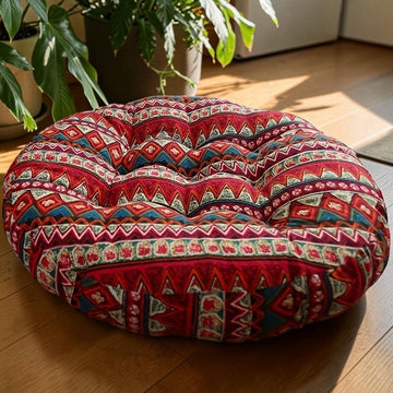 Solara Boho Floor Cushion by Tidings — Tufted Round Lounge & Meditation Pillow