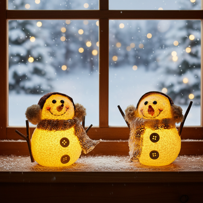 Christmas glowing light up snowman figurines - Frosty and Twinkle